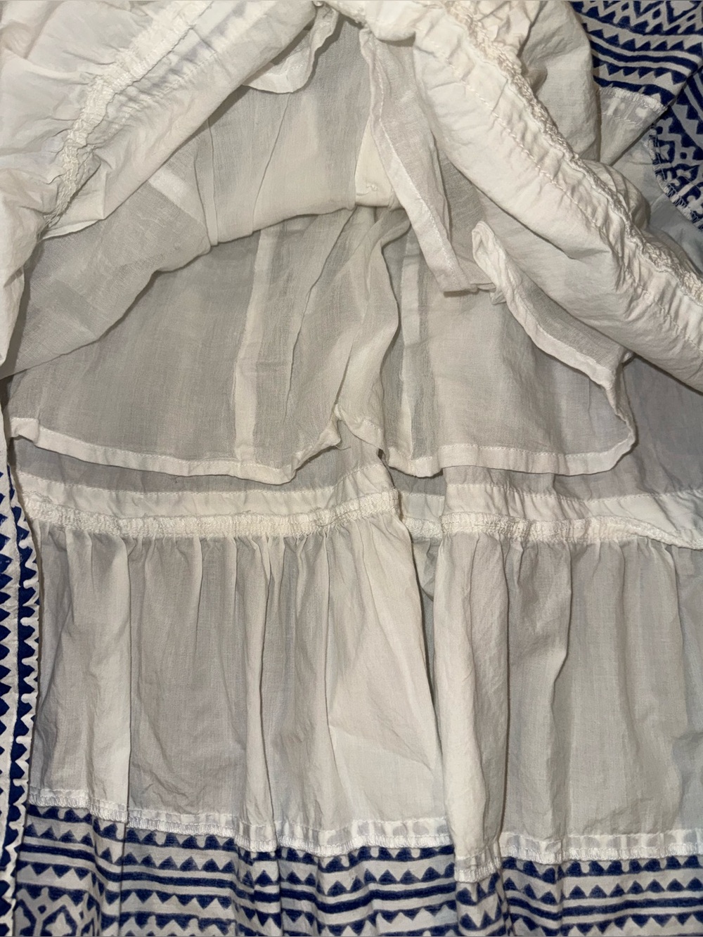 Oliphant Tie Strap Button Cotton Poplin Midi Dress in Mykonos Large - Picture 5 of 10